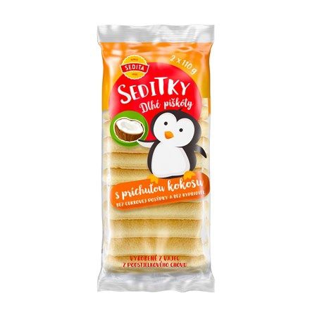 Piškóty Seditky 220g kokos dlhé